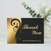 Moderne zwarte en gouden zakendoen bedankkaart (Staand voorkant)