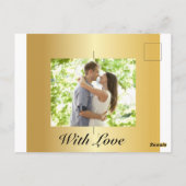 Moderne zwarte en goudfoto opslaan Datum invullen Briefkaart (Achterkant)