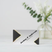 Moderne zwarte en goudgeometrische visitekaartje (Staand voorkant)