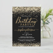 Moderne zwarte en goudglitter elke dag kaart (Staand voorkant)