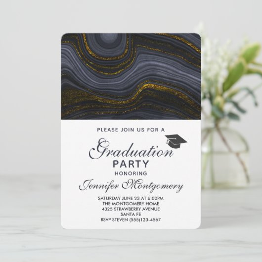 Moderne zwarte en goudgrijze tas en verloopdop kaart (Staand voorkant)