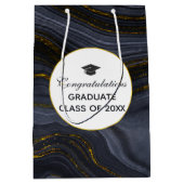 Moderne zwarte en goudgrijze verloopdop medium cadeauzakje (Voorkant)