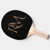 Moderne zwarte en goudInitialen Elegant Monogramme Tafeltennisbatje (Zijkant)