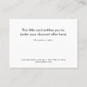 Moderne zwarte en goudkaartje kortingskaartje (Achterkant)