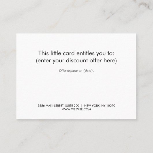 Moderne zwarte en goudkaartje kortingskaartje (Achterkant)