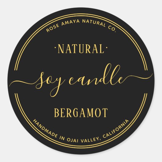 Moderne zwarte en goudkleurige Beauty-ruimtetabel Ronde Sticker (Voorkant)