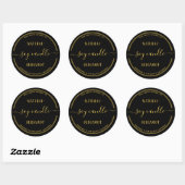 Moderne zwarte en goudkleurige Beauty-ruimtetabel Ronde Sticker (Vel)