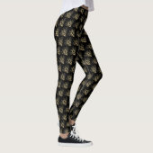 Moderne zwarte en goudkleurige kleine bijenpatrone leggings (Rechts)