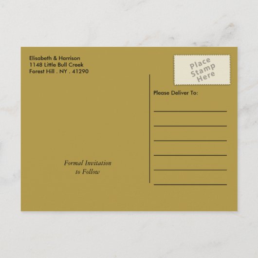 Moderne zwarte en goudolie-effect Bespaar de datum Aankondigingskaart (Achterkant)