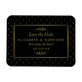 Moderne zwarte en goudolie-effect Bespaar de datum Magneet