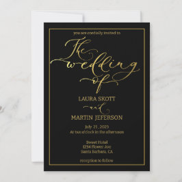 Moderne zwarte en goudschrift Elegant Invitation Kaart