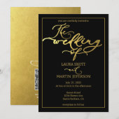 Moderne zwarte en goudschrift Elegant Invitation Kaart (Voorkant / Achterkant)