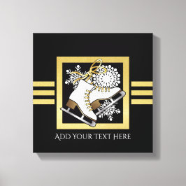 Moderne zwarte en goudzige ijsvlekken canvas afdruk