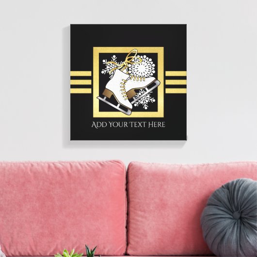 Moderne zwarte en goudzige ijsvlekken canvas afdruk (Insitu (Woonkamer))