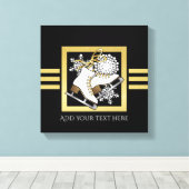 Moderne zwarte en goudzige ijsvlekken canvas afdruk (Insitu (Houten vloer))