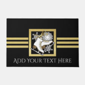 Moderne zwarte en goudzige ijsvlekken deurmat (Voorkant)