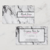 Moderne zwarte en grijze marmer visitekaartje (Voorkant / Achterkant)