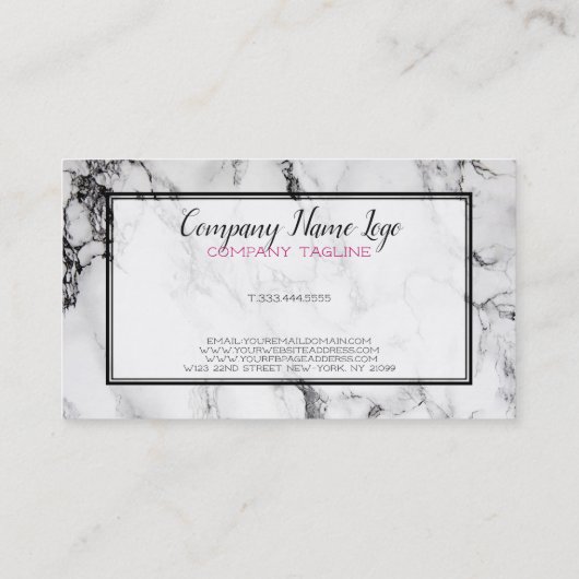 Moderne zwarte en grijze marmer visitekaartje (Achterkant)