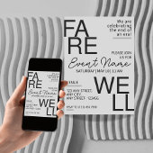 Moderne zwarte en grijze neutrale afscheidsuitnodi save the date