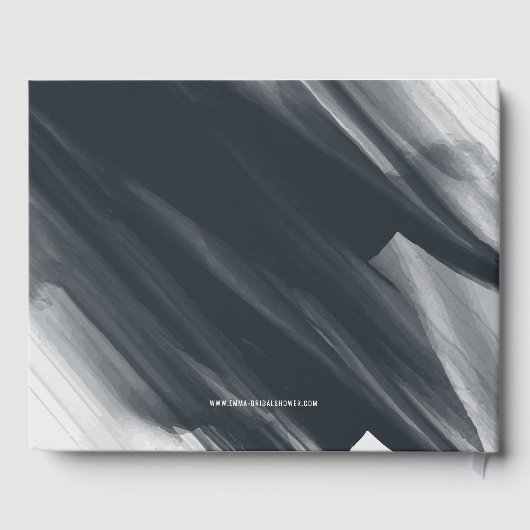 Moderne, zwarte en grijze penseelstreken gastenboek (Achterkant)