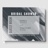 Moderne, zwarte en grijze penseelstreken gastenboek (Voorkant)