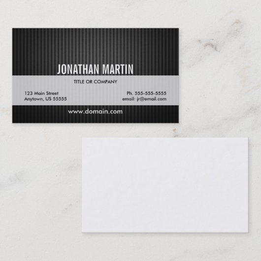 Moderne zwarte en grijze strepen visitekaartje (Voorkant / Achterkant)