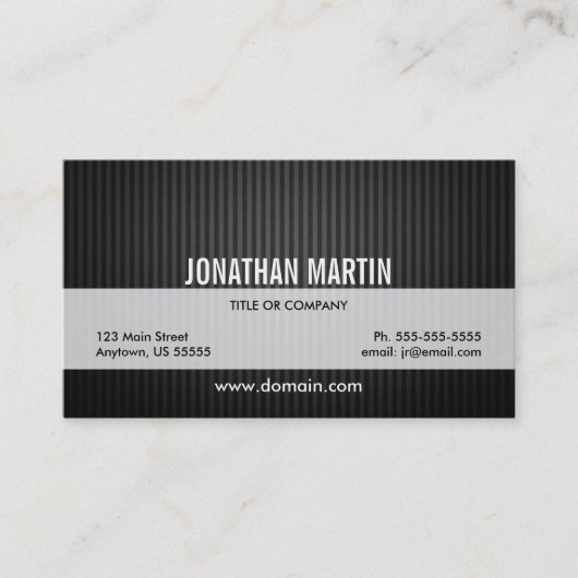 Moderne zwarte en grijze strepen visitekaartje (Voorkant)