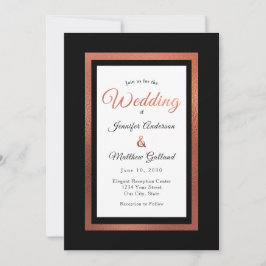 Moderne Zwarte en Koperen Elegante Bruiloft Kaart