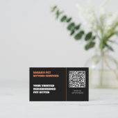 Moderne zwarte en oranje aanpasbare QR-code Visitekaartje (Staand voorkant)