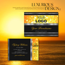 Moderne, zwarte en Oranje Glitter Logo Zilvergrens