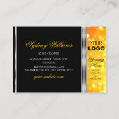 Moderne, zwarte en Oranje Glitter Logo Zilvergrens Visitekaartje (Achterkant)