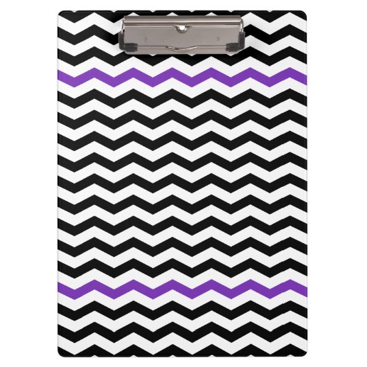 Moderne zwarte en Paarse Chevron Zigzag-klembord Klembord (Voorkant)