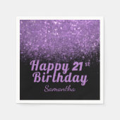 Moderne zwarte en Paarse glitter Elke dag Servet (Voorkant)