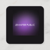 Moderne zwarte en Paarse Sjabloon in elegant Vierkante Visitekaartje (Voorkant)