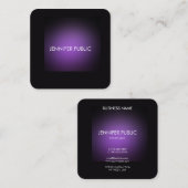 Moderne zwarte en Paarse Sjabloon in elegant Vierkante Visitekaartje (Voorkant / Achterkant)