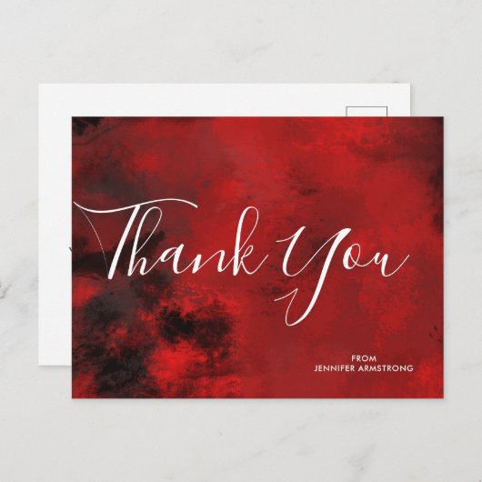 Moderne Zwarte en Rode Artistieke Abstracte Dankje Briefkaart (Voorkant / Achterkant)