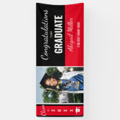 Moderne zwarte en rode felicitaties Afstuderen Fot Spandoek (Verticaal)