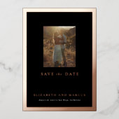 Moderne zwarte en Roos Gold Lijst Opslaan datum Folie Uitnodiging (Voorkant)