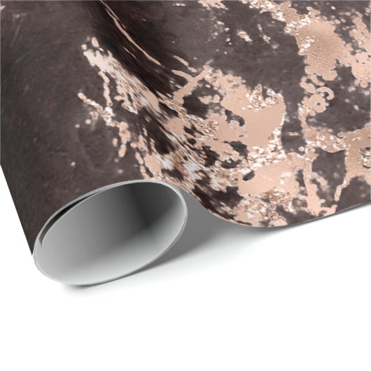 Moderne zwarte en Roos Gold Marble Pattern Cadeaupapier (Rol Hoek)