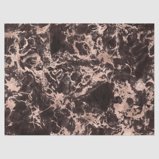 Moderne zwarte en Roos Gold Marble Pattern Tissuepapier (Voorkant)