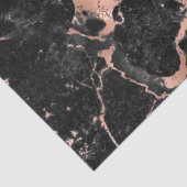 Moderne zwarte en Roos Gold Marble Pattern Tissuepapier (Detail)