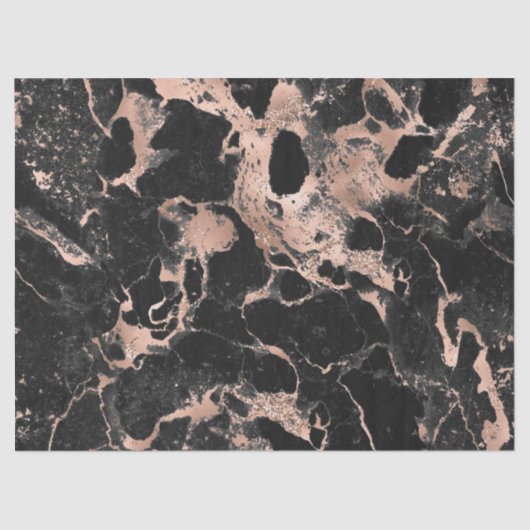 Moderne zwarte en Roos Gold Marble Pattern Tissuepapier (Voorkant)