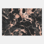 Moderne zwarte en Roos gouden marmerpatronen Inpakpapier Vel (Voorkant)