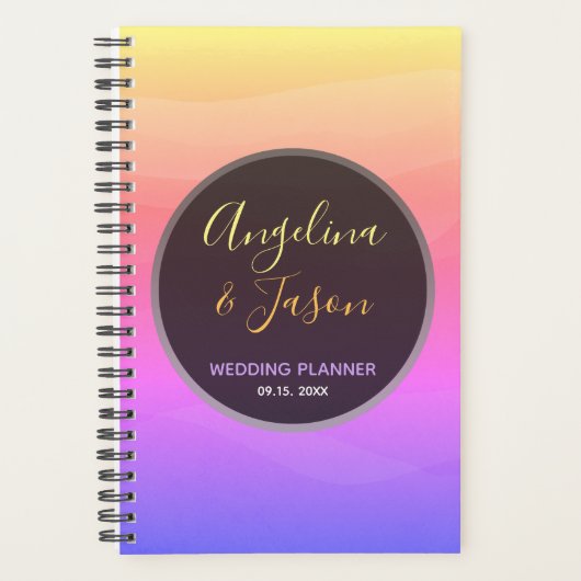 Moderne Zwarte En Roze Bruiloft Planner (Voorkant)
