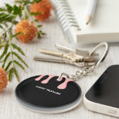 Moderne zwarte en roze druppelnaam sleutelhanger (Voorkant Rechts)