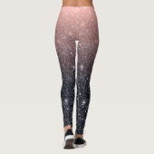 Moderne zwarte en roze glitter spaarpjes leggings (Achterkant)