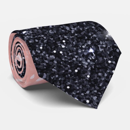 Moderne zwarte en roze glitter spaarpjes stropdas (Opgerold)