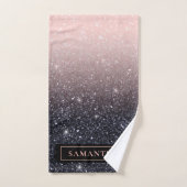 Moderne zwarte en roze glitter Sparkles Bad Handdoek (Handdoek)