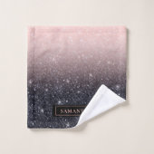 Moderne zwarte en roze glitter Sparkles Bad Handdoek (Wasdoekje)