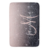 Moderne zwarte en roze glitter Sparkles Badmat (Voorkant Verticaal)